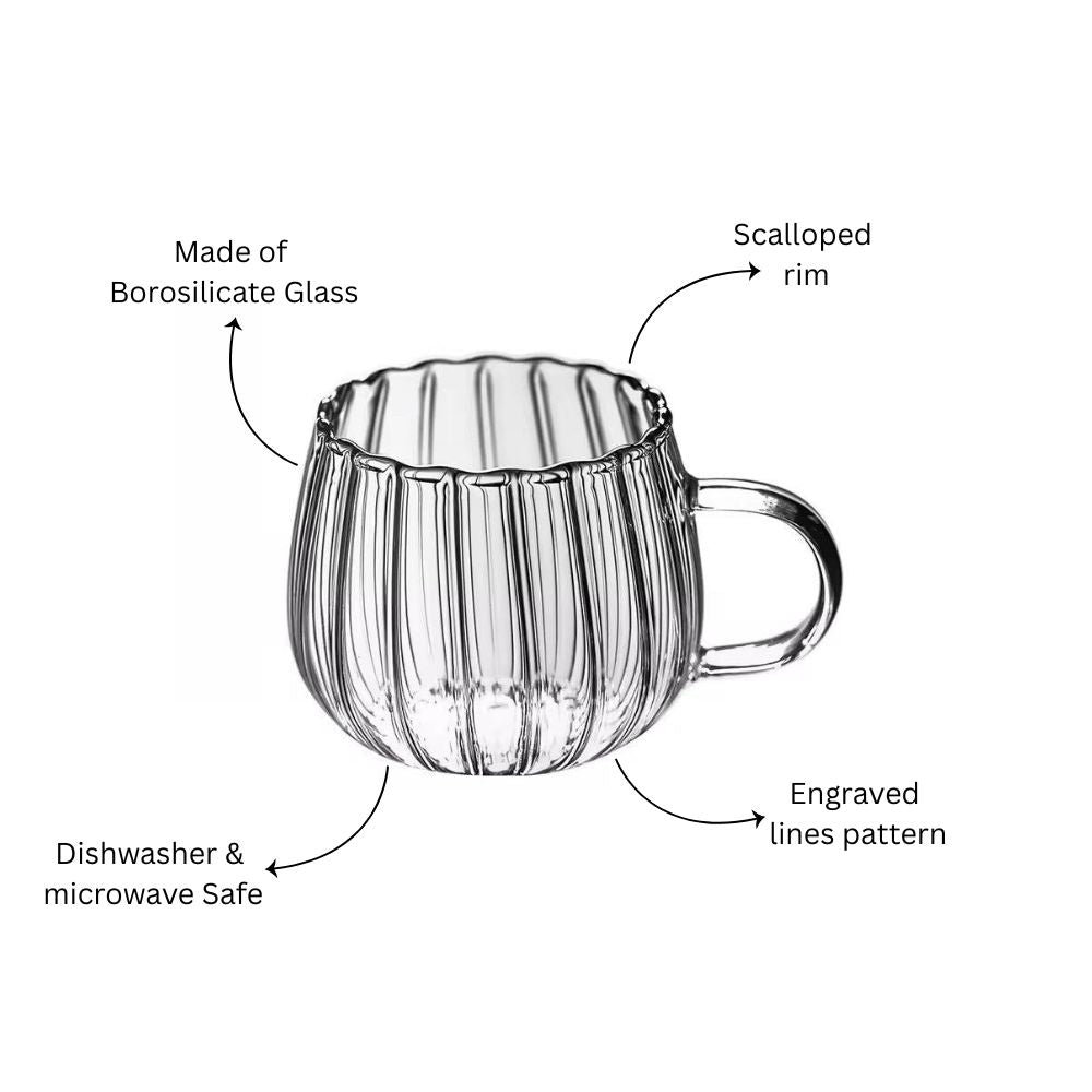 Lines Borosilicate Glass Mug With Handle