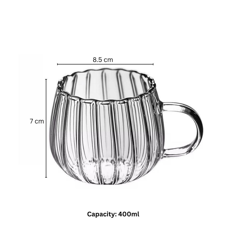 Lines Borosilicate Glass Mug With Handle