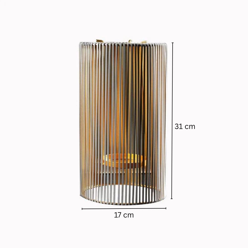 Lines Candle Holder Large - Grey Gold