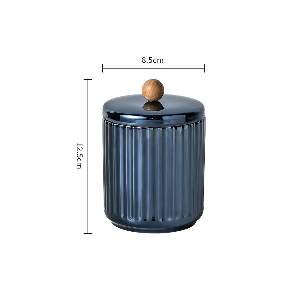 Lineo Ceramic Condiment Jars with Tray - Metallic Blue