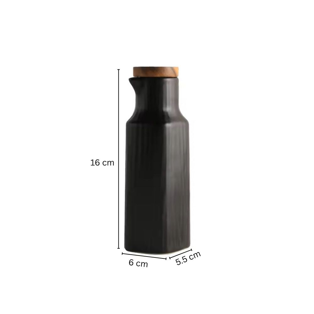 Lines Ceramic Oil Bottle - Black