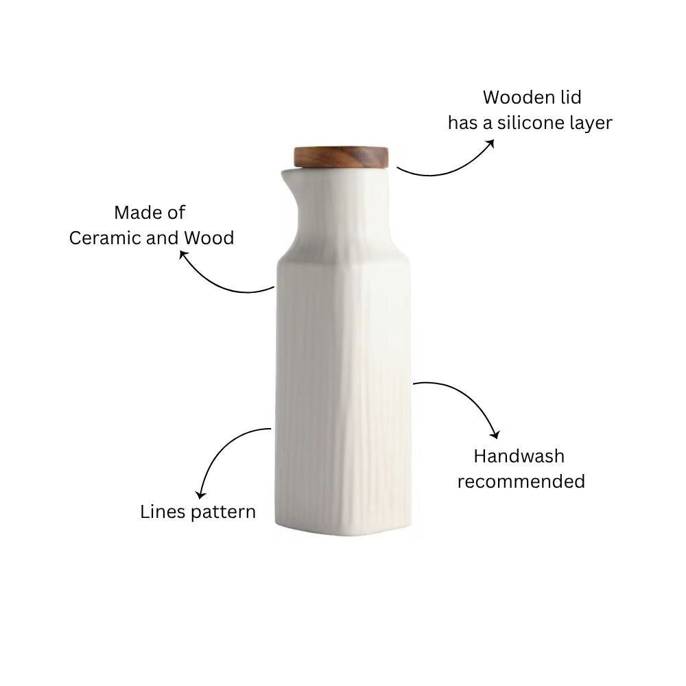 Lines Ceramic Oil Bottle - White