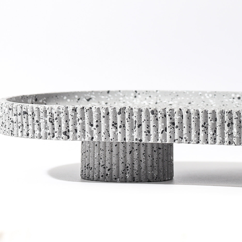 Lines Oval Elevated Tray Medium - Speckled Grey