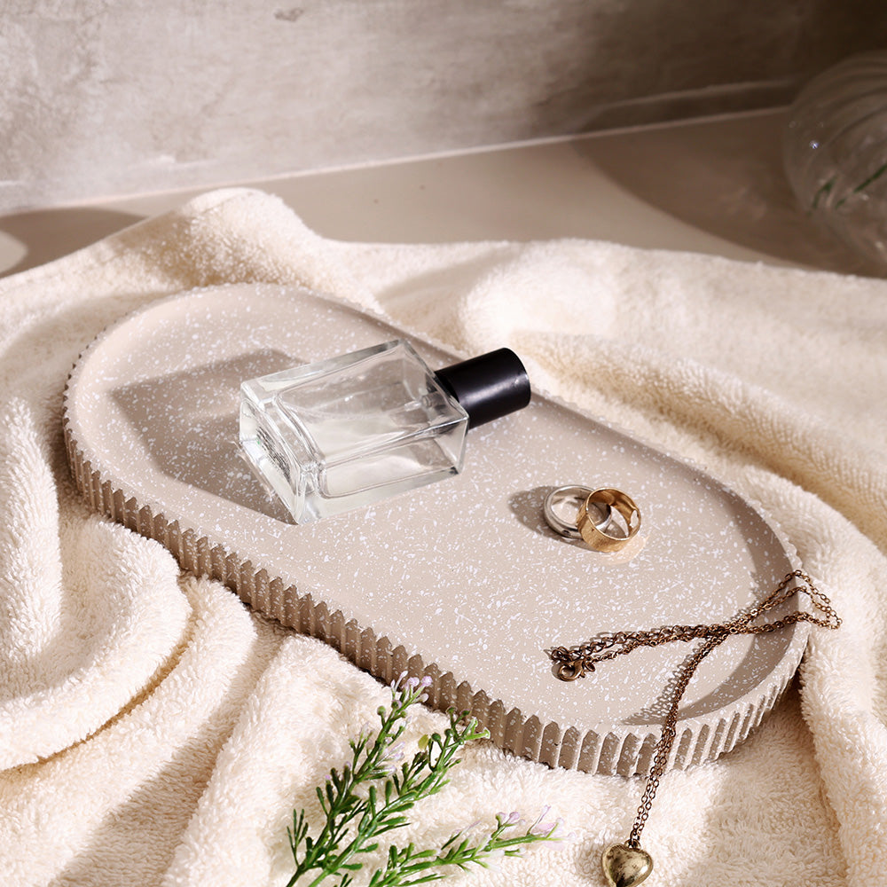 Lines Oval Tray - Speckled Taupe