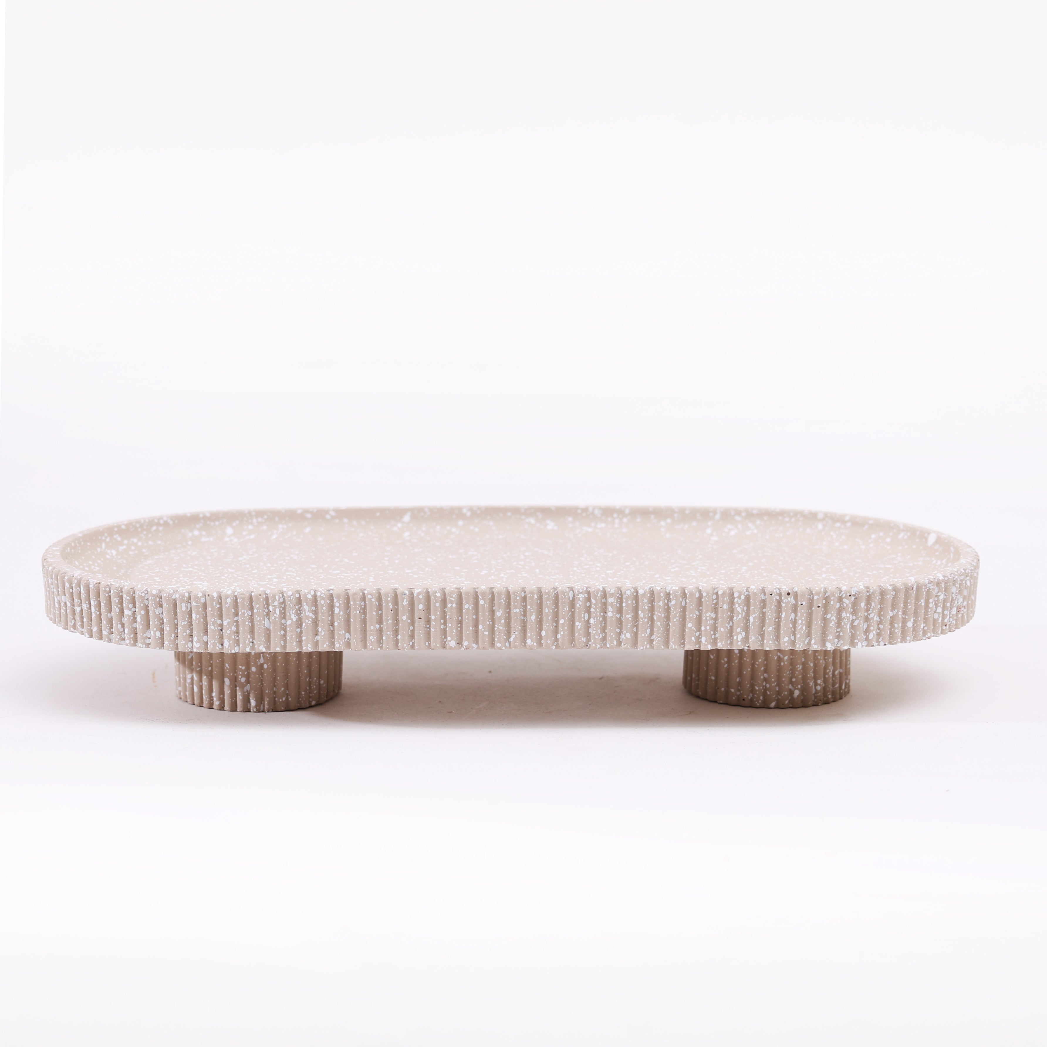 Lines Oval Elevated Tray Medium - Speckled Taupe