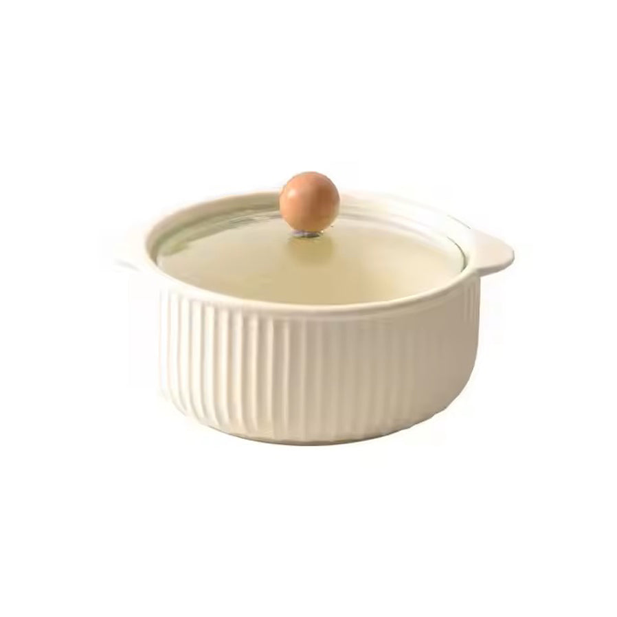 Shire Ceramic Serving Pot with Glass Lid - Cream