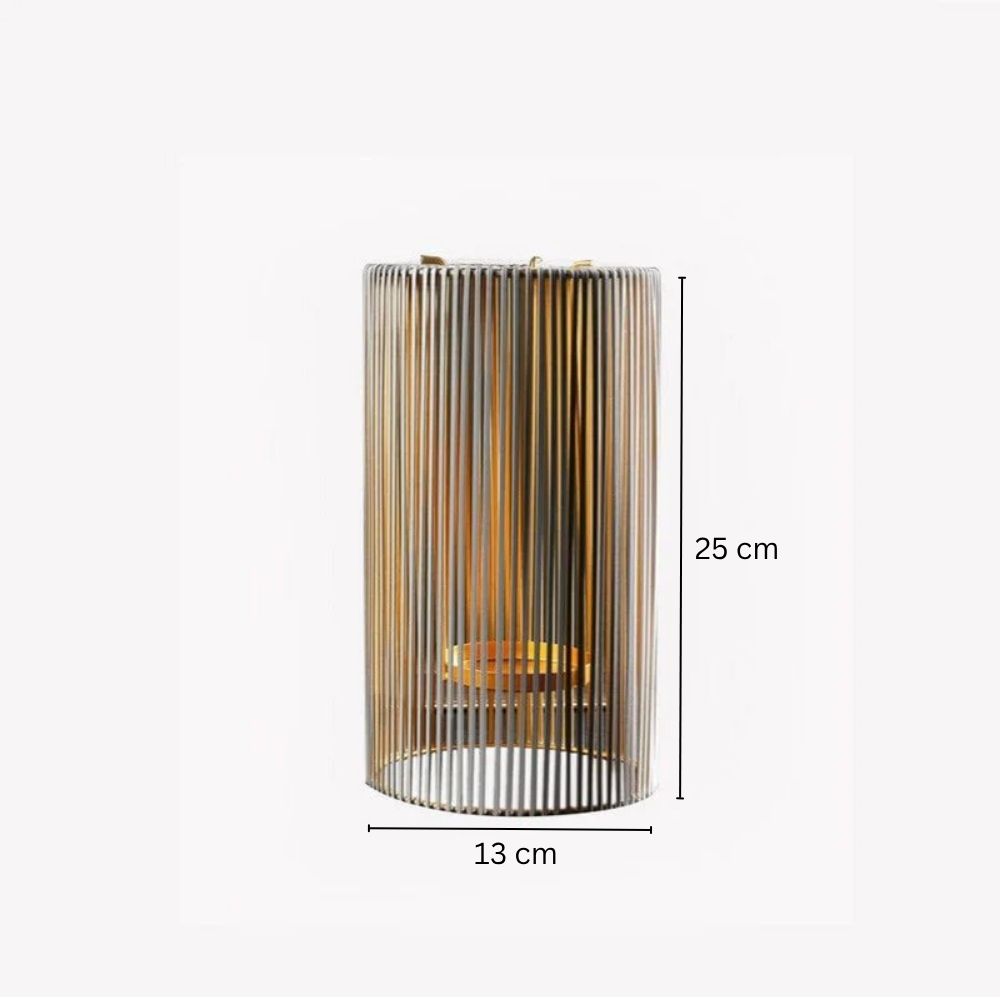 Lines Tealight Holder Medium - Grey Gold