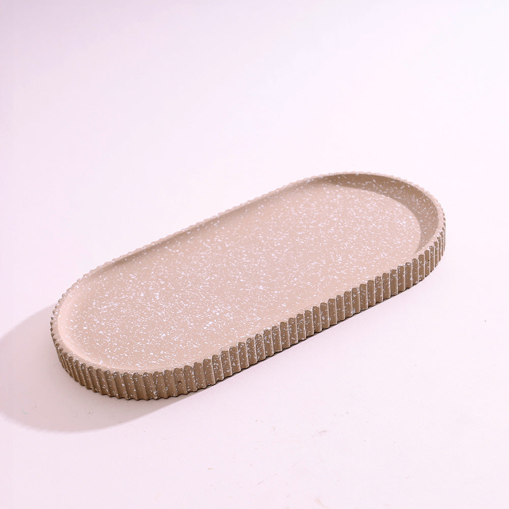 Lines Oval Tray - Speckled Taupe
