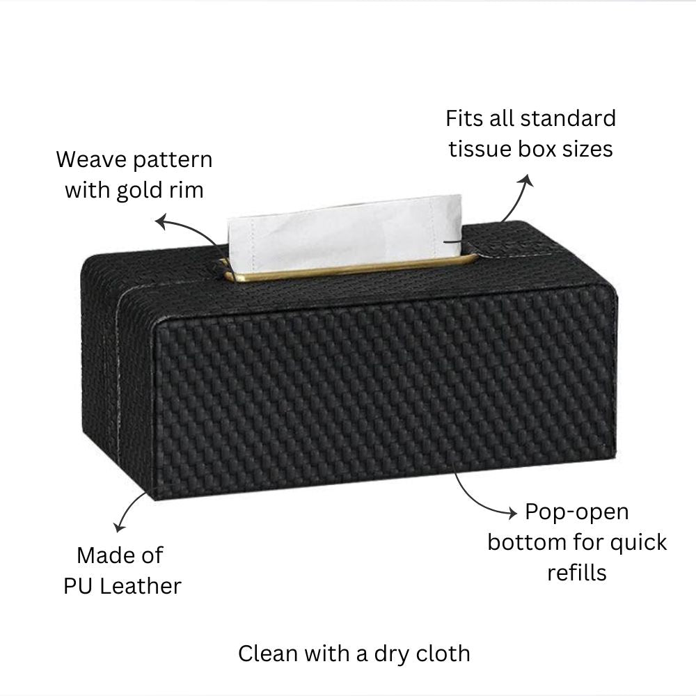 Links Tissue Box Holder - Black & Gold