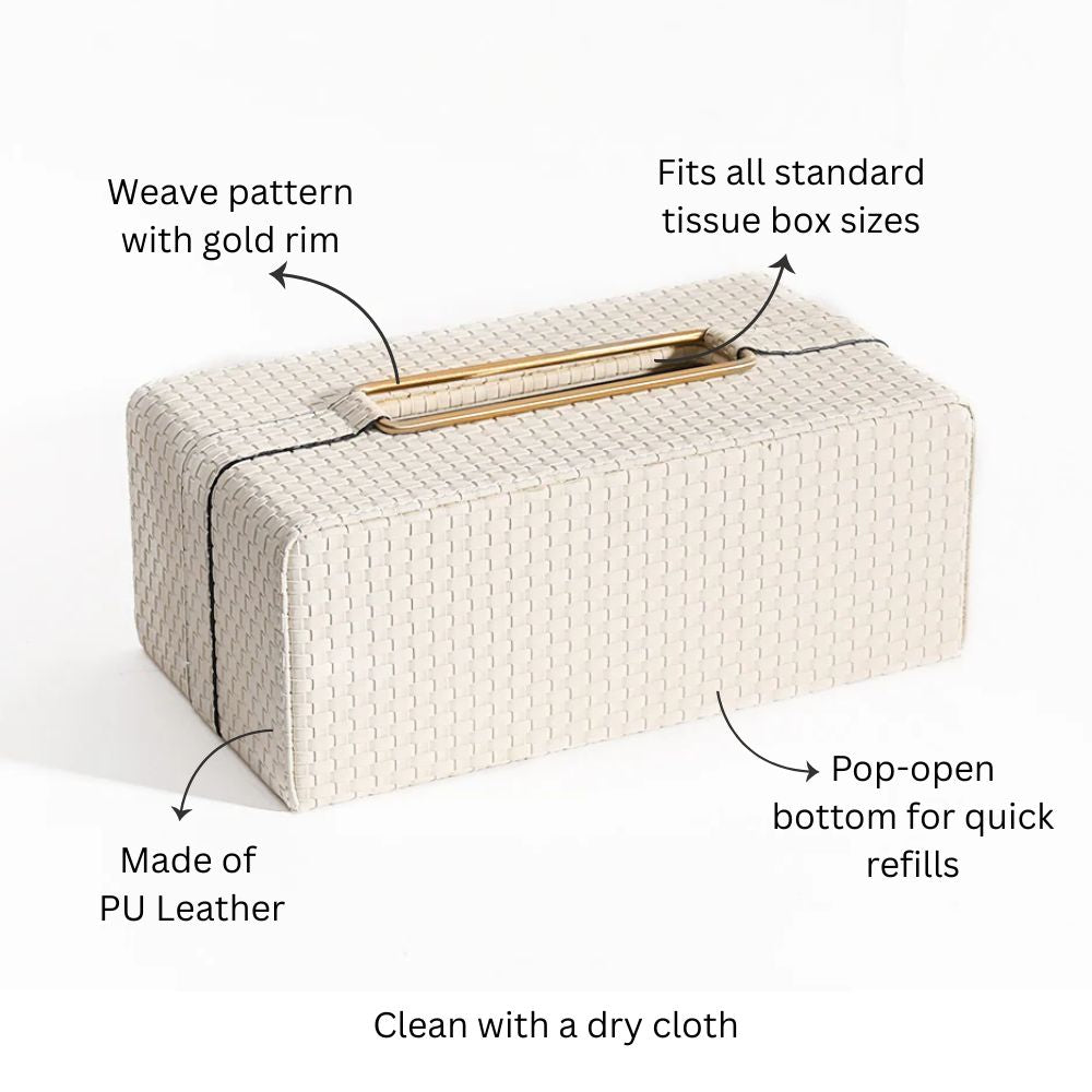 Links Tissue Box Holder - Ivory & Gold