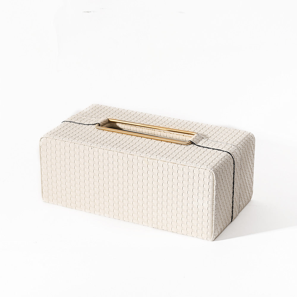 Links Tissue Box Holder - Ivory & Gold