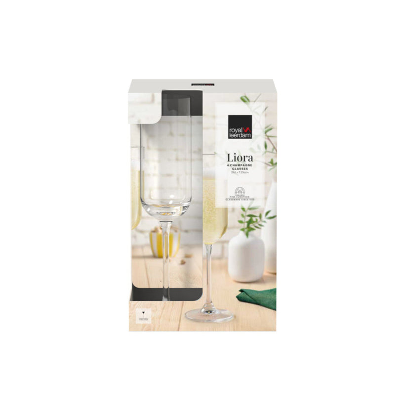 Liora Flute Glasses 210ml, Set of 4