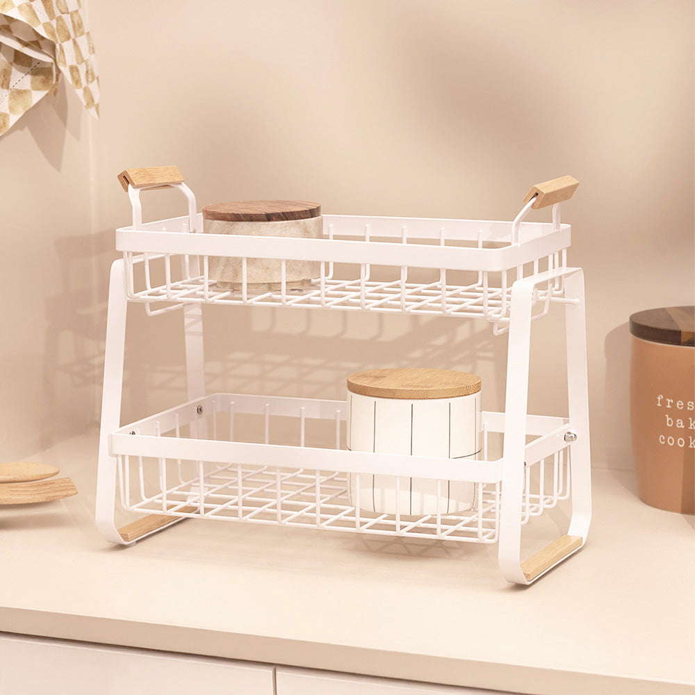 Locke 2-Tier Shelf with Removable Tray - White Natural