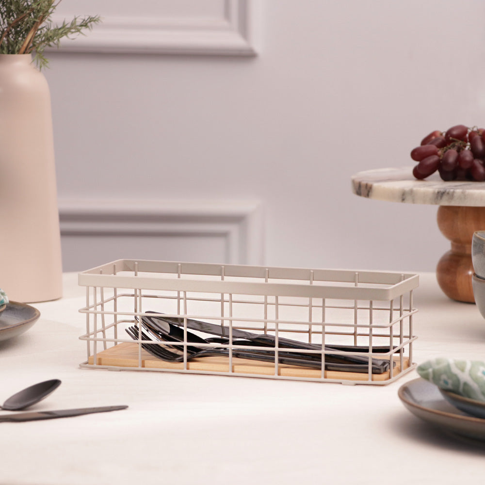 Locke Rectangular Basket Small - Taupe Natural