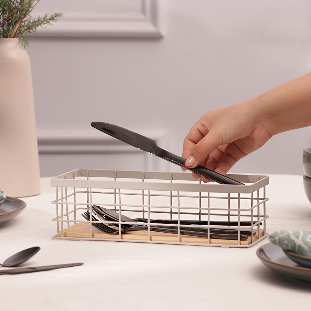 Locke Rectangular Basket Small - Taupe Natural