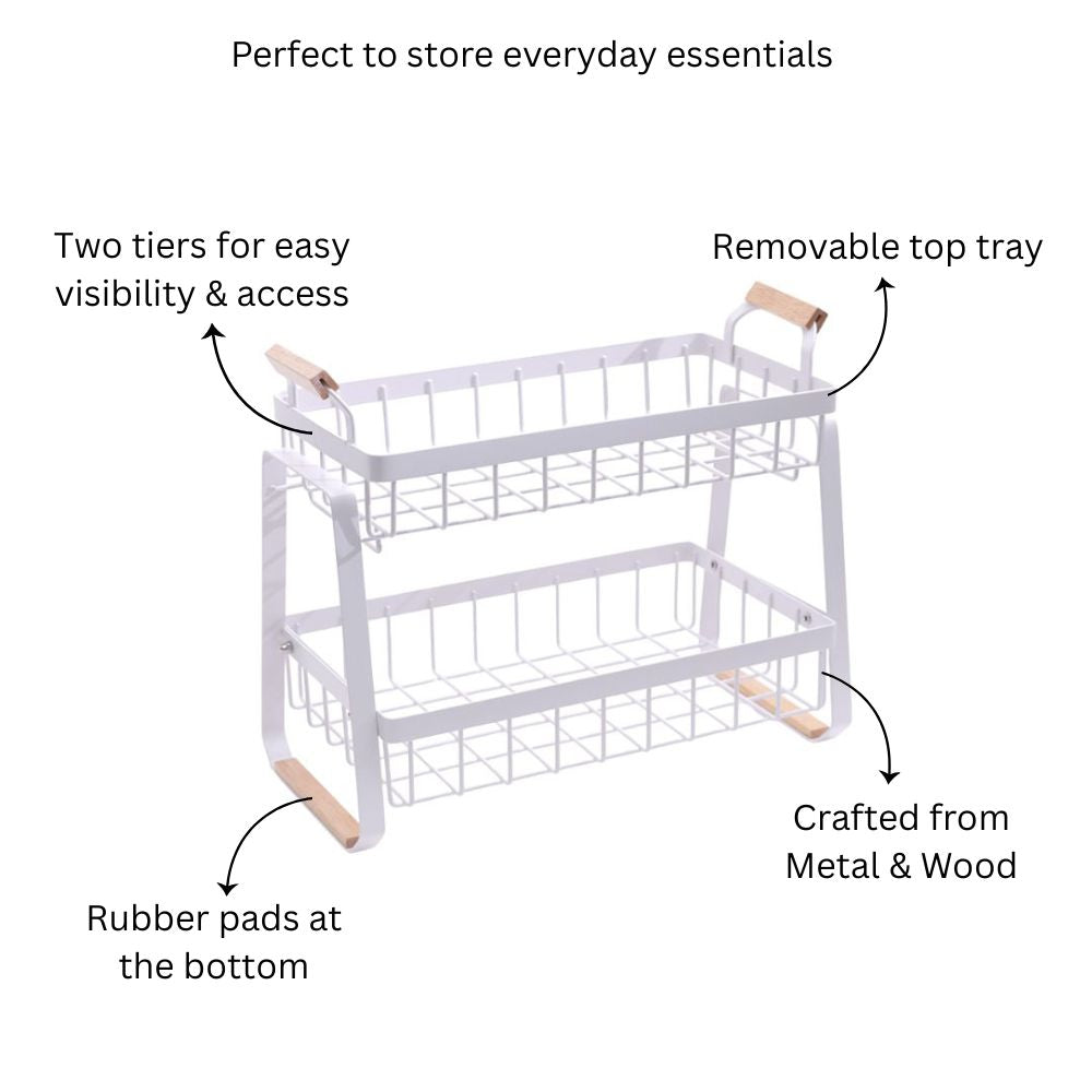 Locke 2-Tier Shelf with Removable Tray - White Natural
