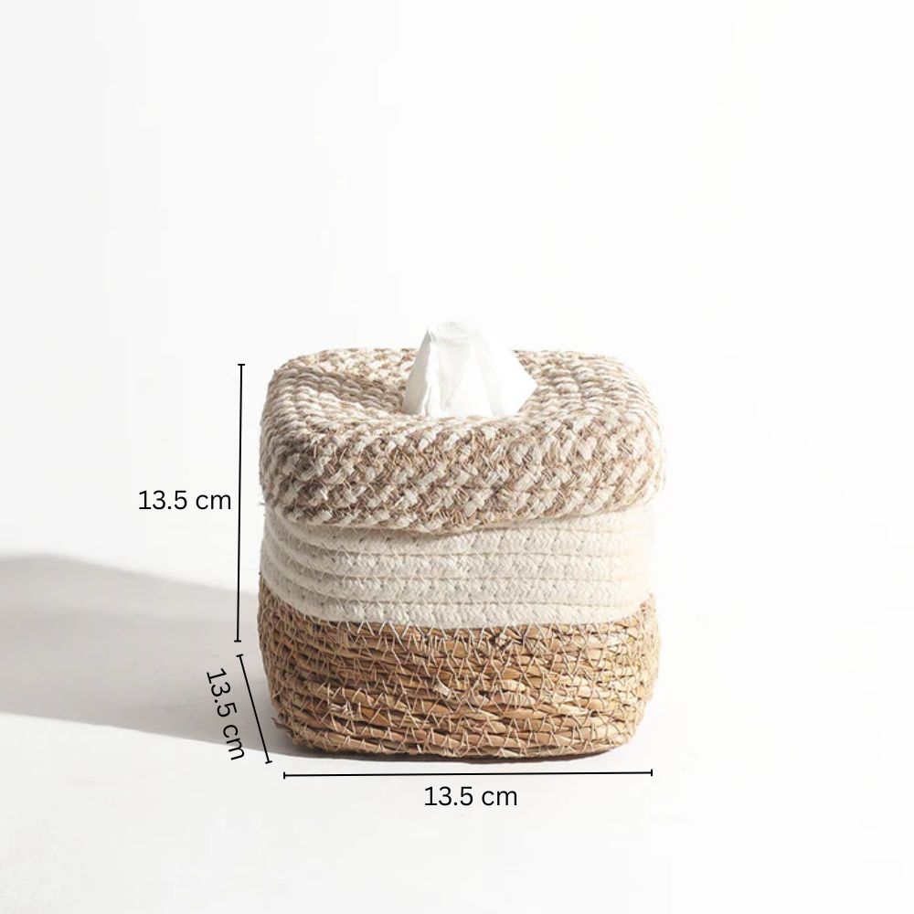 Lore Square Tissue Box Holder - Natural Cream