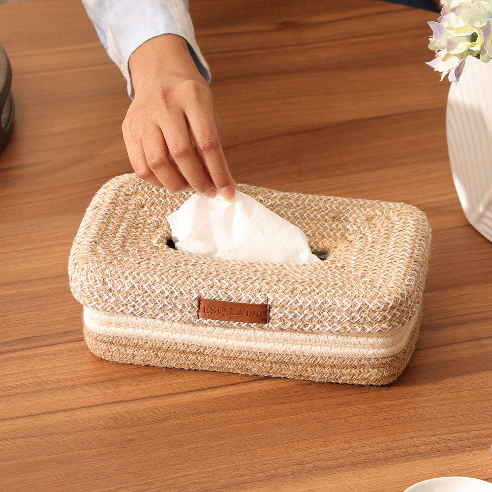 Lore Tissue Box Holder - Natural Cream