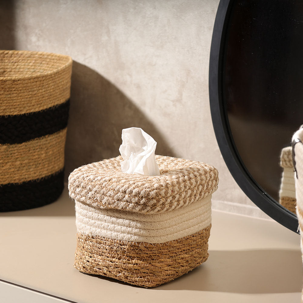 Lore Square Tissue Box Holder - Natural Cream