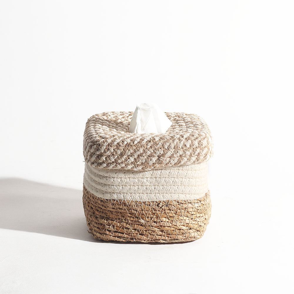 Lore Square Tissue Box Holder - Natural Cream