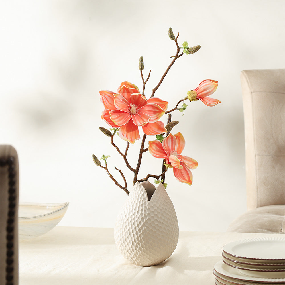 Lotus Magnolia Faux Stem - Coral Sunrise