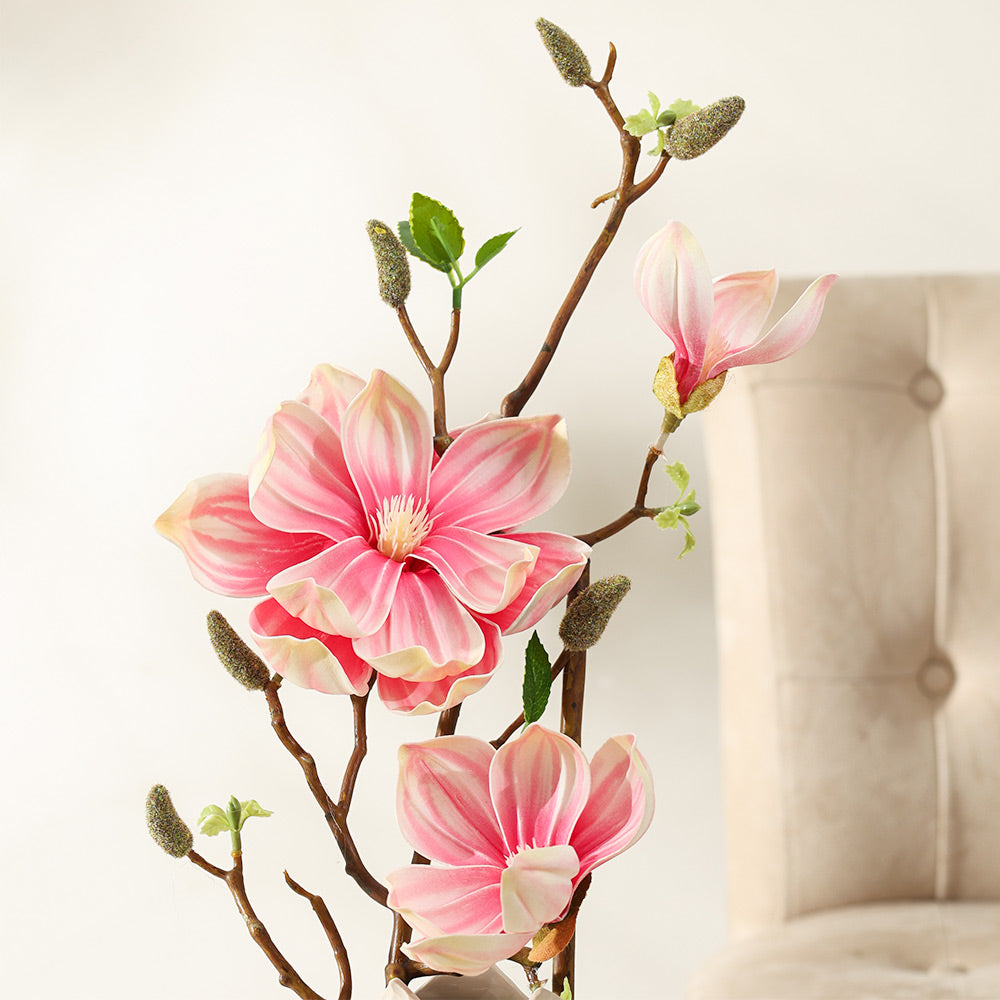 Lotus Magnolia Faux Stem - Pink Sunrise