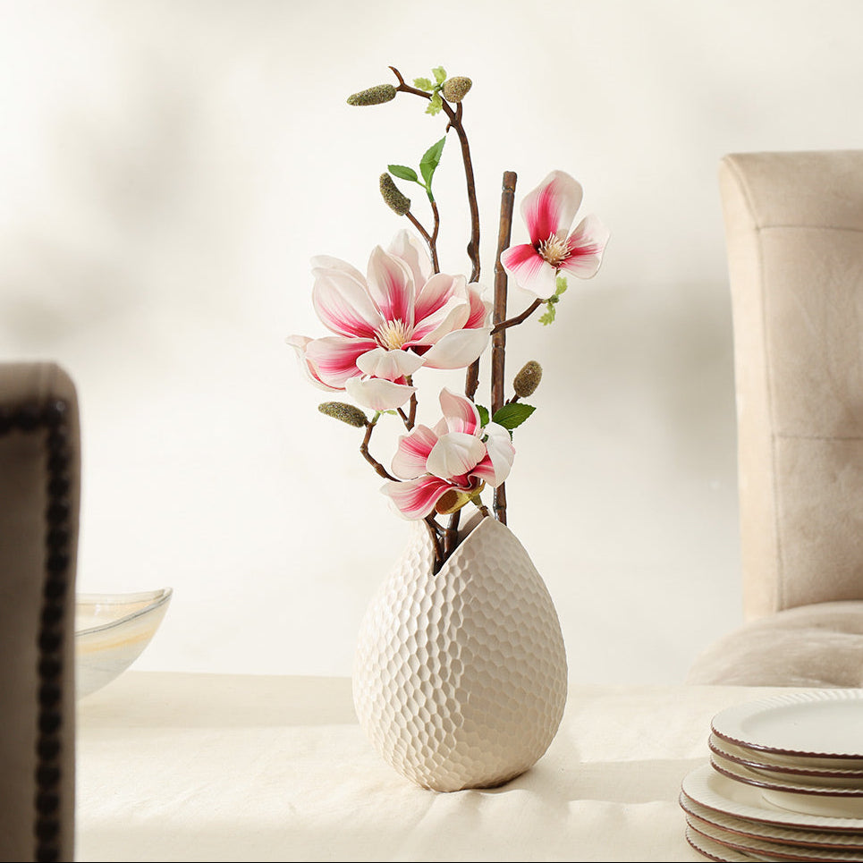 Lotus Magnolia Faux Stem - White Pink