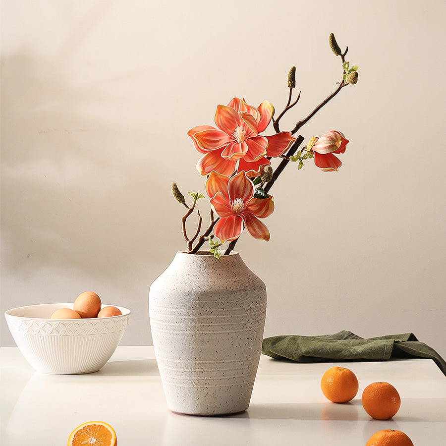 Lotus Magnolia Faux Stem - Coral Sunrise