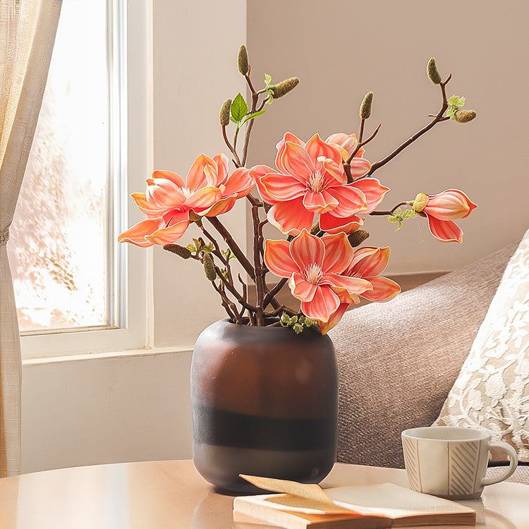 Lotus Magnolia Faux Stem - Coral Sunrise