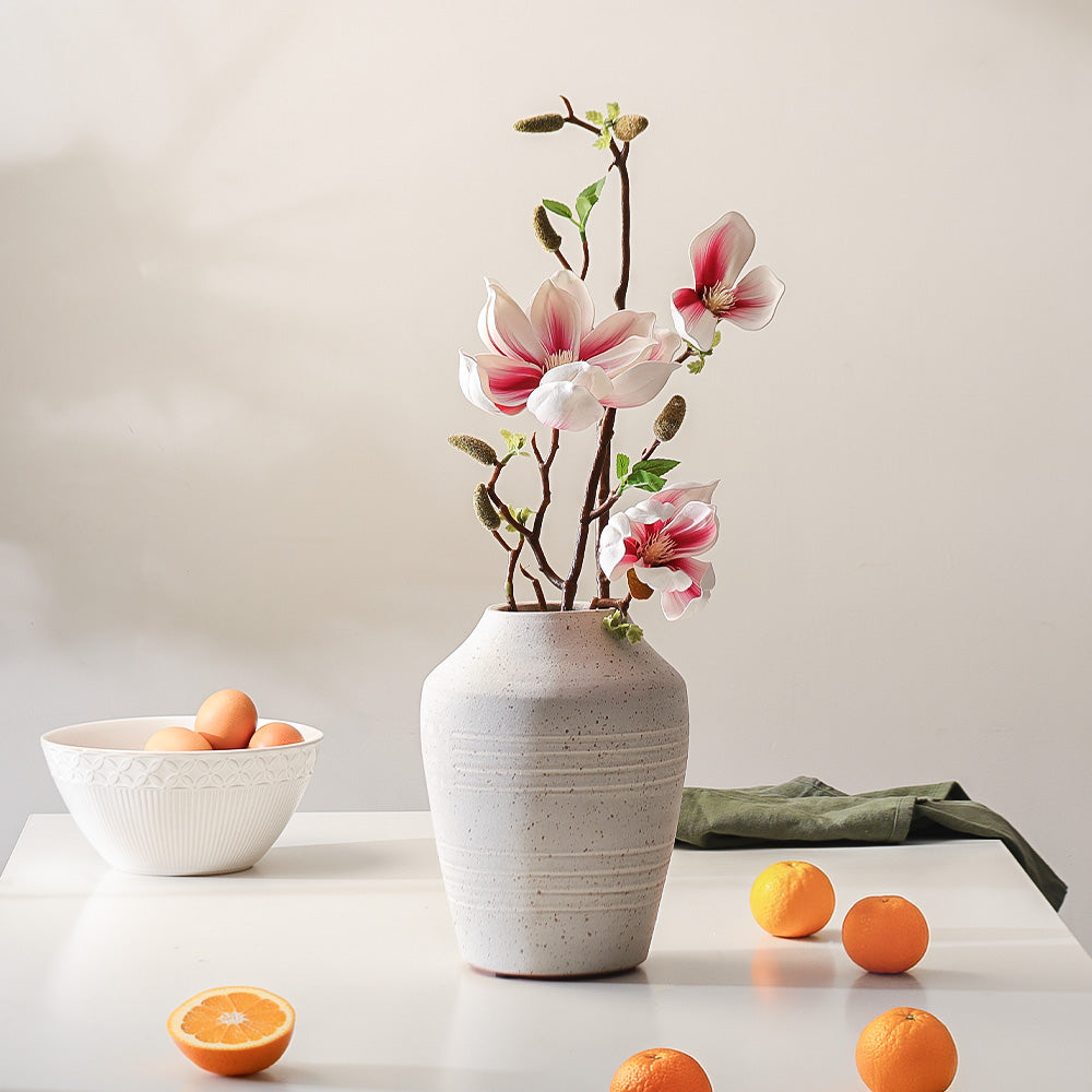 Lotus Magnolia Faux Stem - White Pink