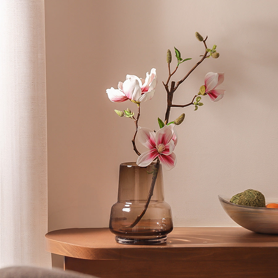 Lotus Magnolia Faux Stem - White Pink