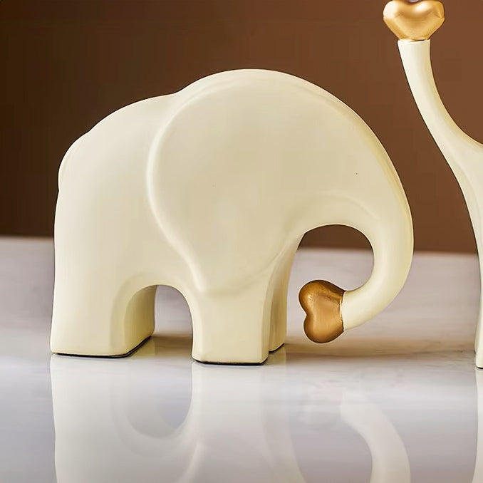 Love Elephant Sculptures, Set of 3 - Gold Cream