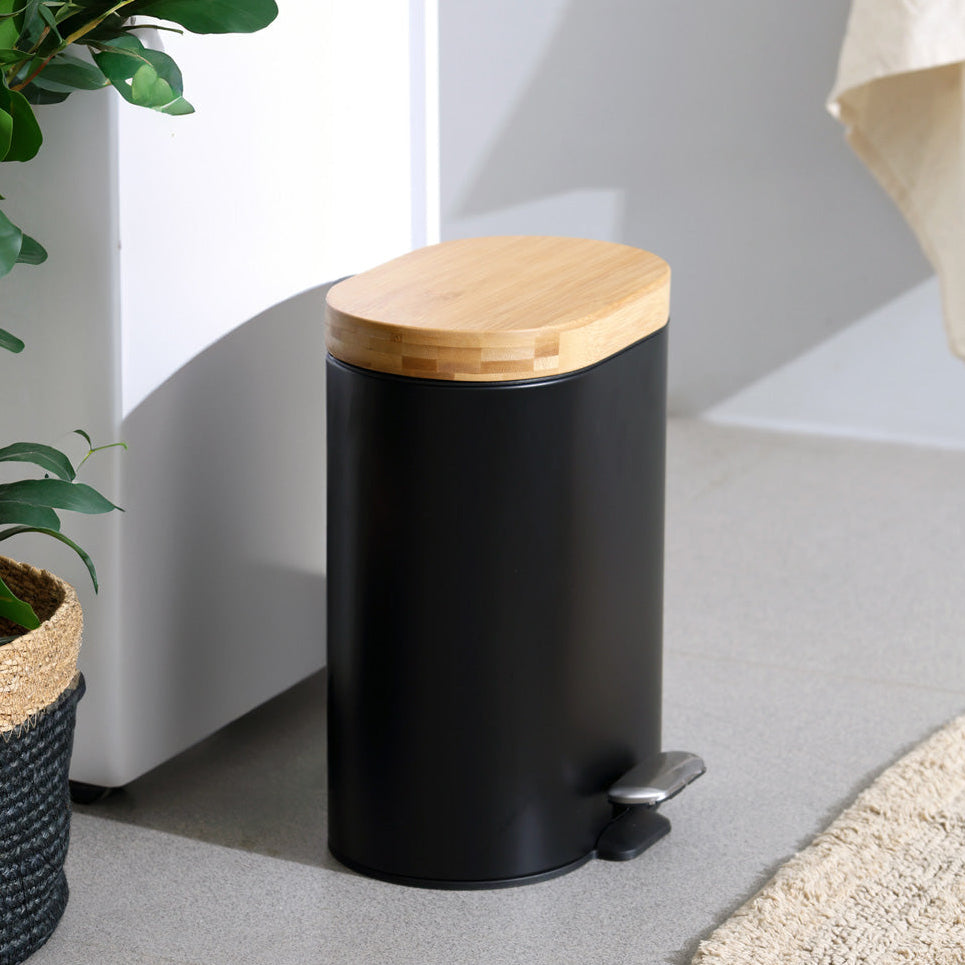 Luca Oval Pedal Bin 6L - Black Natural
