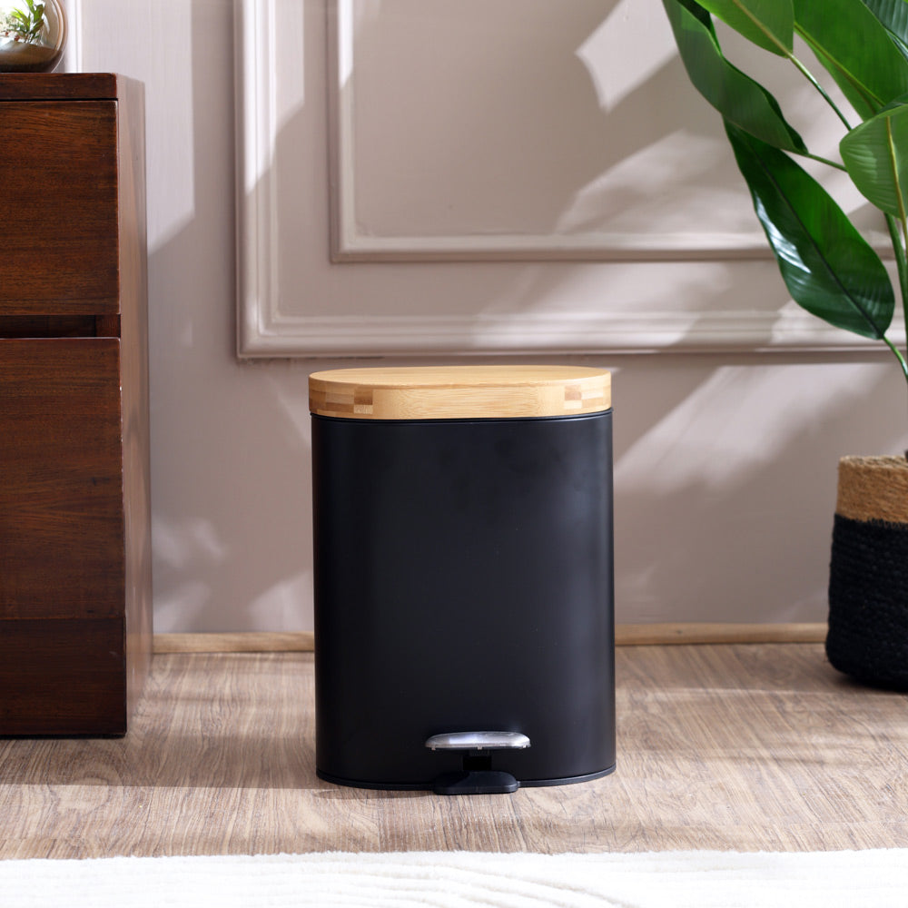 Luca Oval Pedal Bin 6L - Black Natural
