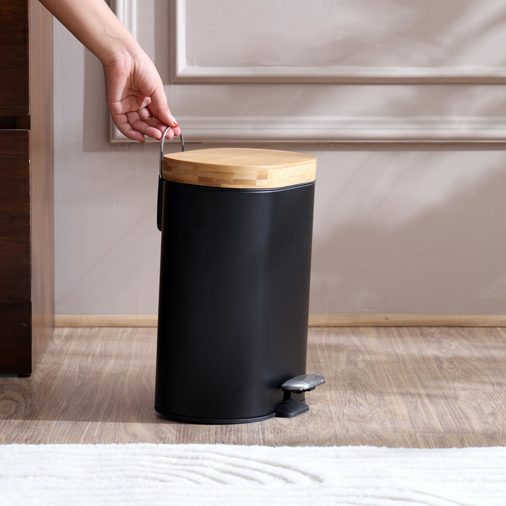 Luca Oval Pedal Bin 6L - Black Natural