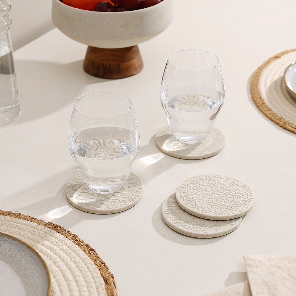 Lucas Round Coasters, Set of 4 - Speckled Cream