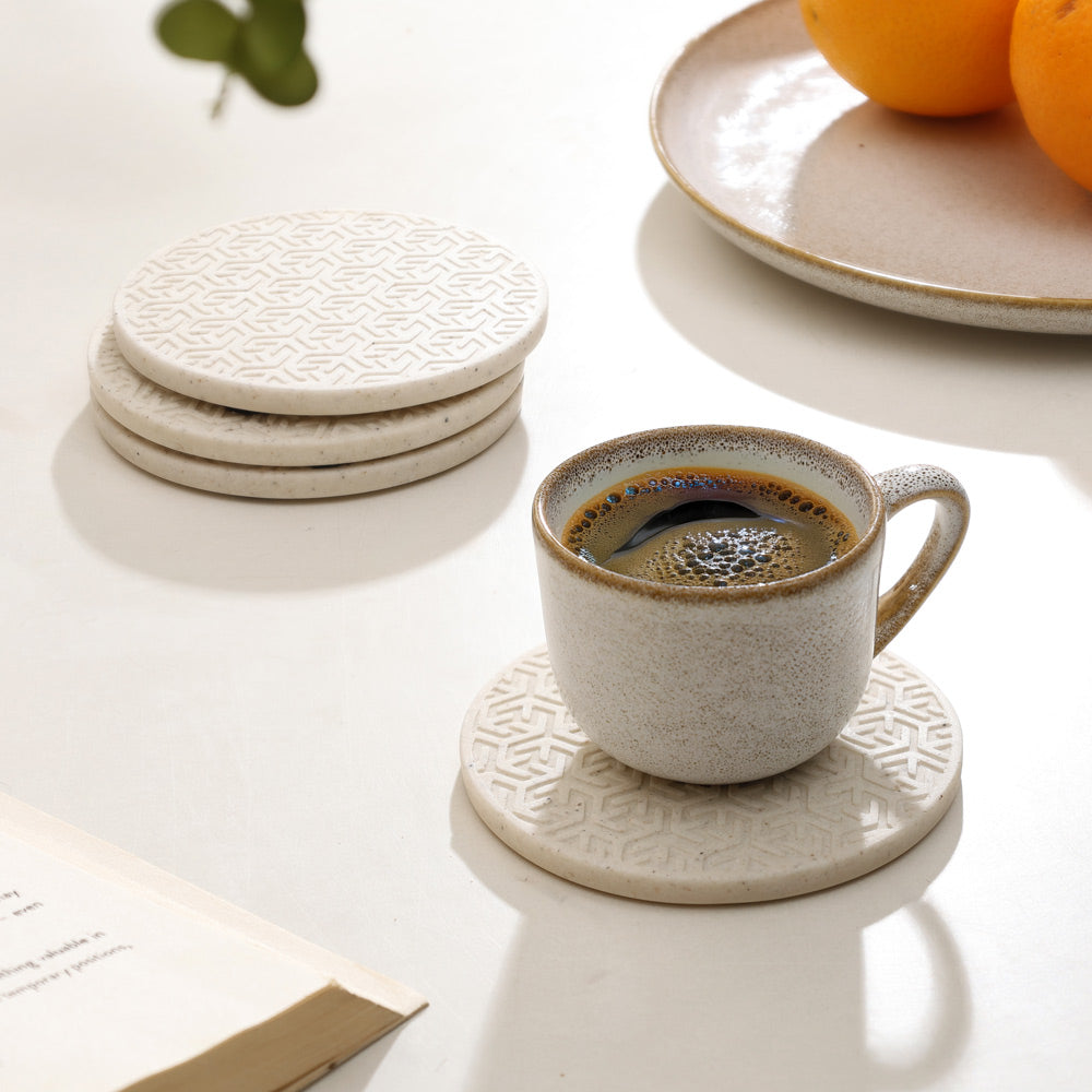 Lucas Round Coasters, Set of 4 - Speckled Cream