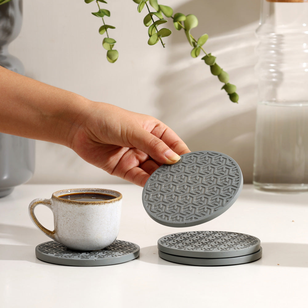 Lucas Round Coasters, Set of 4 - Speckled Grey