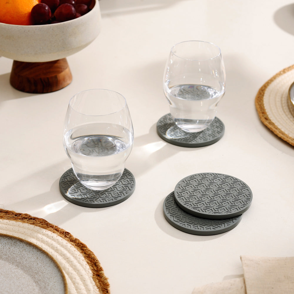 Lucas Round Coasters, Set of 4 - Speckled Grey