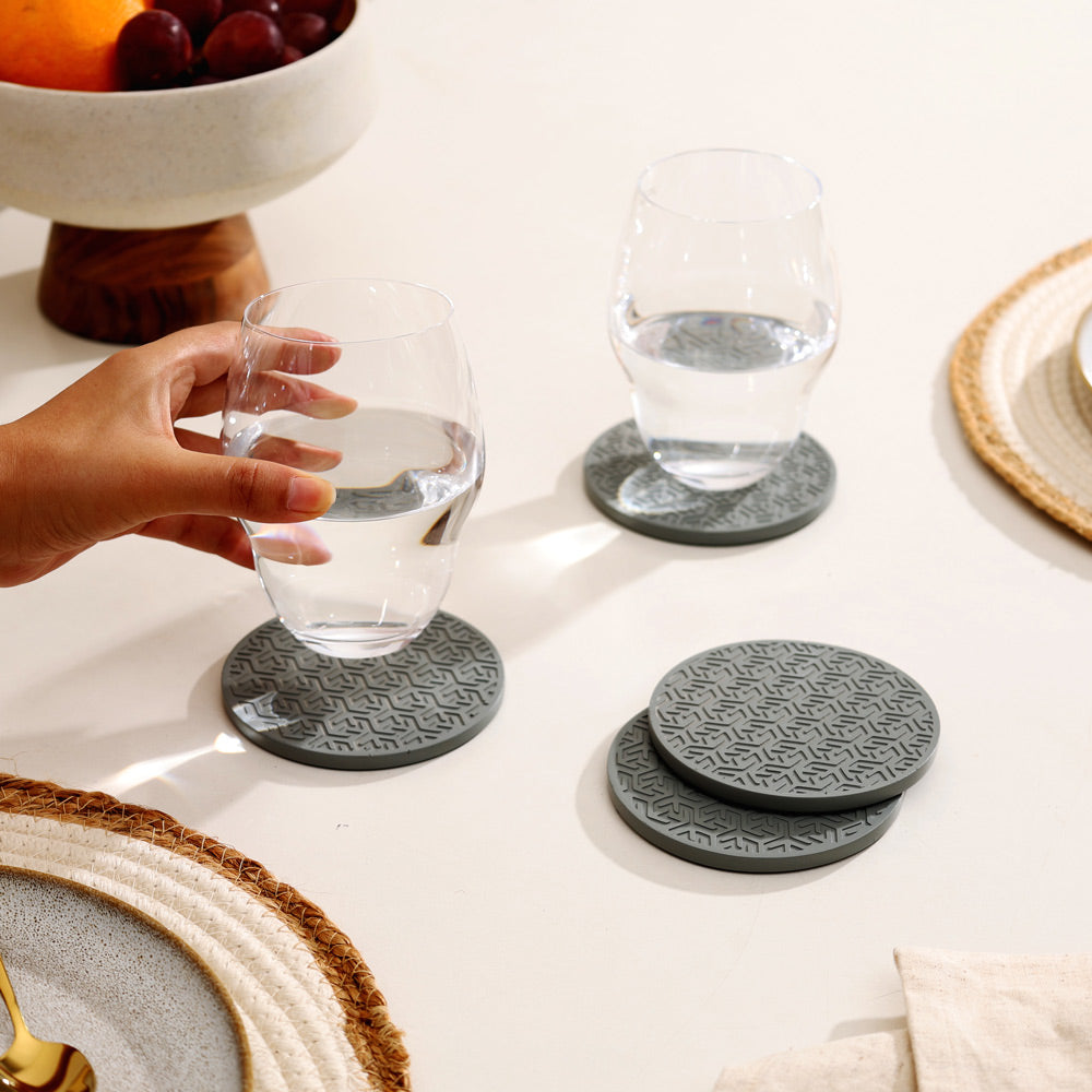 Lucas Round Coasters, Set of 4 - Speckled Grey