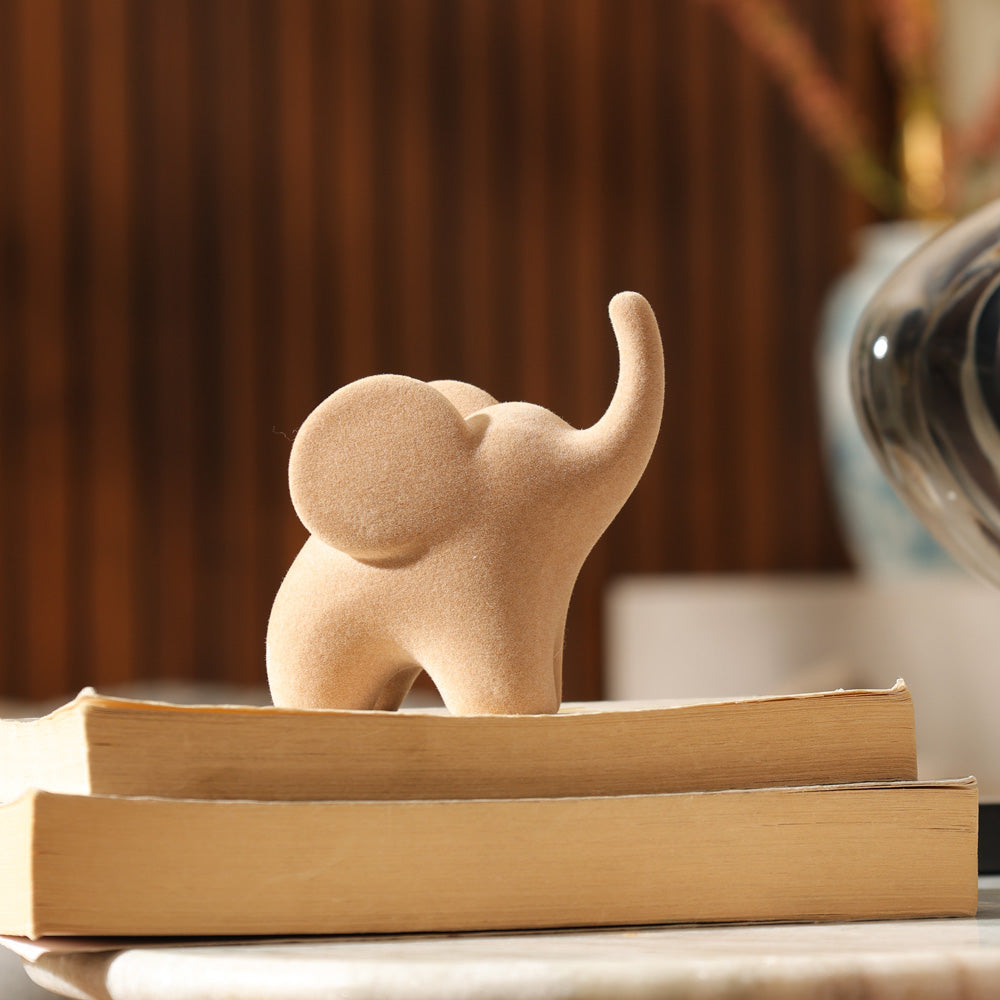 Luna Elephant Decorative Sculpture Mini - Felted Tan