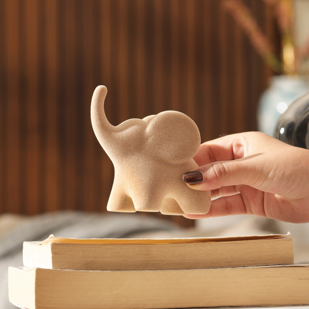 Luna Elephant Decorative Sculpture Mini - Felted Tan