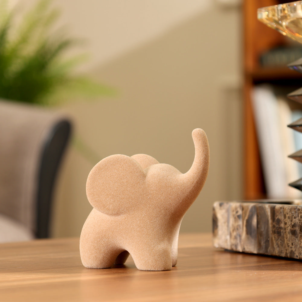 Luna Elephant Decorative Sculpture Mini - Felted Tan
