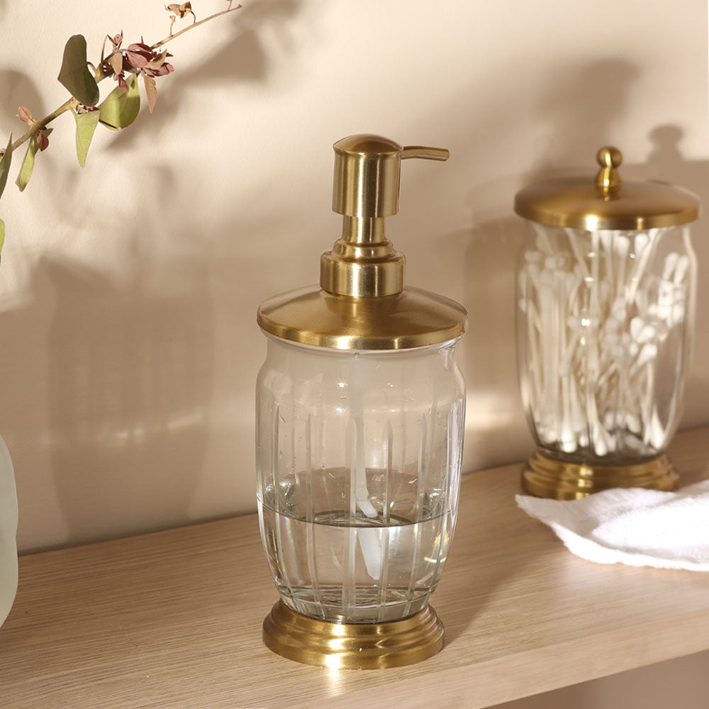 Luna Glass Soap Dispenser - Clear Gold