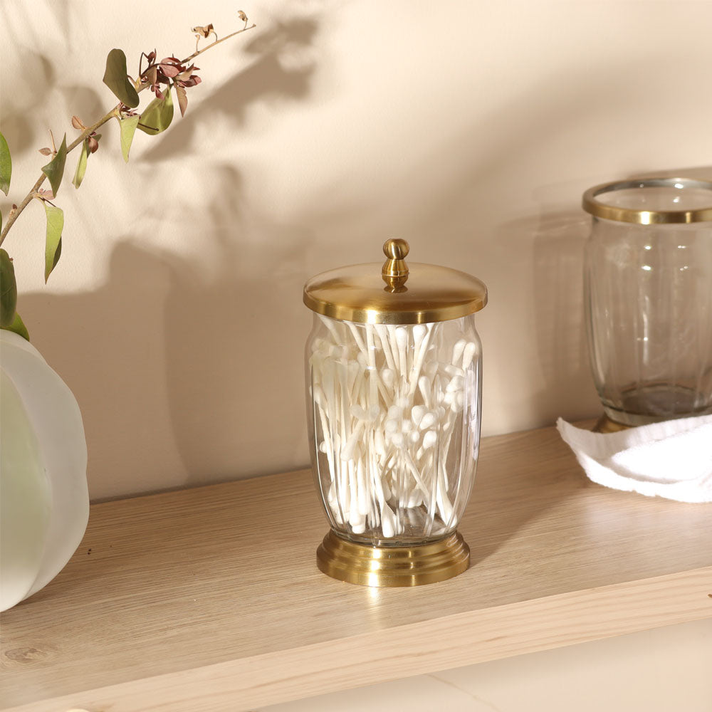 Luna Glass Storage Jar with Lid - Clear Gold