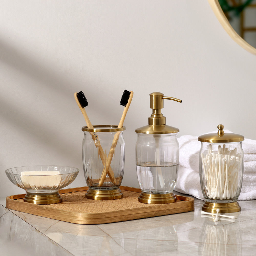 Luna Glass Storage Jar with Lid - Clear Gold