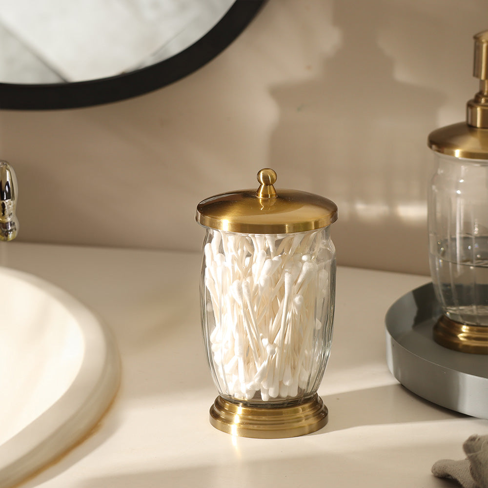 Luna Glass Storage Jar with Lid - Clear Gold