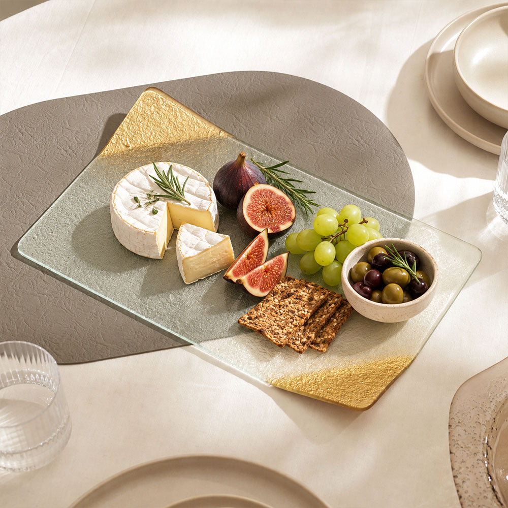 Luxatio Serving Platter Large - Clear Gold