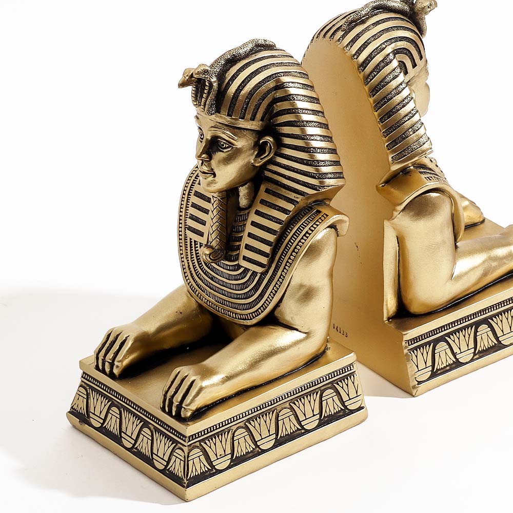 Luxor Sculpted Bookends, Set of 2 - Champagne Gold