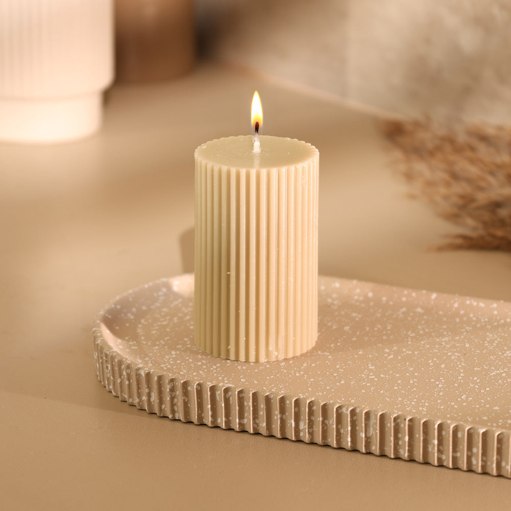 Fluted Column Candle Small - Cream